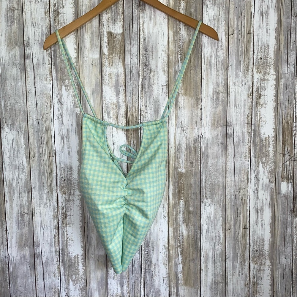 NWT Elodie Blue Lemonade Gingham Pointed Halter Too - Picture 2 of 6